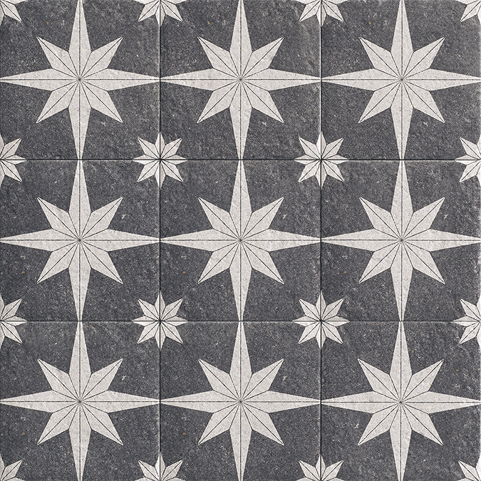 Stellar Black Patterned Wall and Floor Tiles - 200 x 200mm