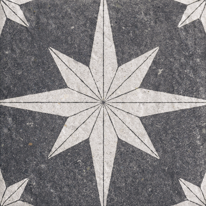 Stellar Black Star Patterned Wall and Floor Tiles - 200 x 200mm