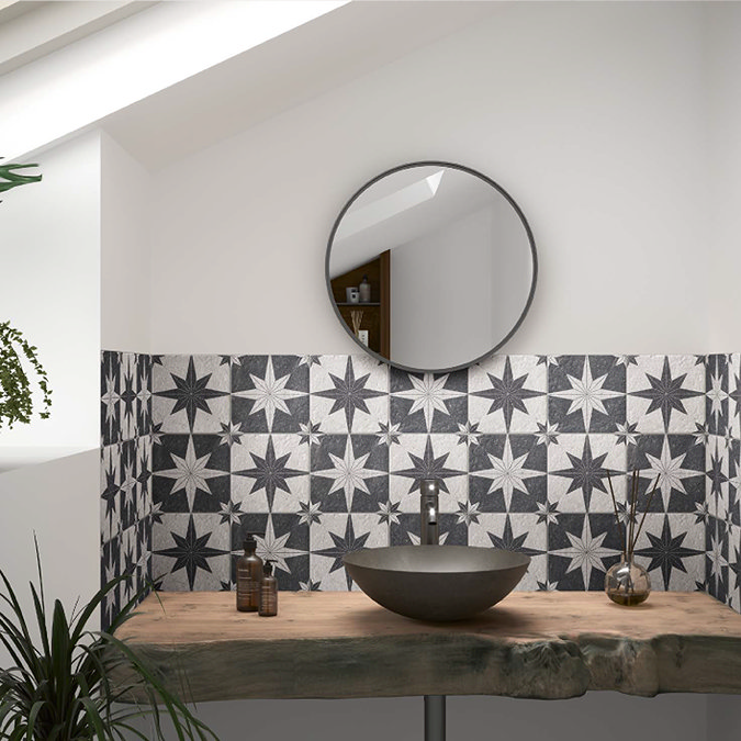 Stellar White Star Patterned Wall and Floor Tiles - 200 x 200mm