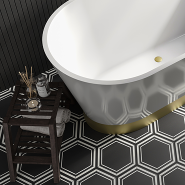 Stonehouse Studio Adelphi Black Hexagon Wall & Floor Tiles - 225 x 225mm