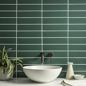 Stonehouse Studio Alvero Dark Green Wall Tiles - 75 x 300mm