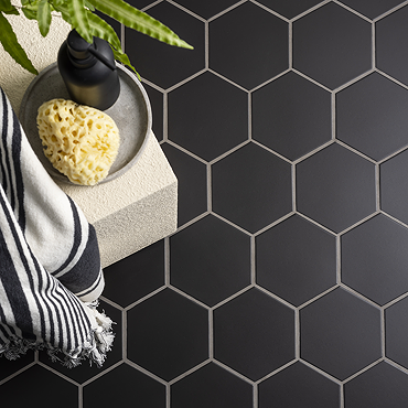 Stonehouse Studio Alvero Hexagon Black Wall and Floor Tiles - 150 x 170mm