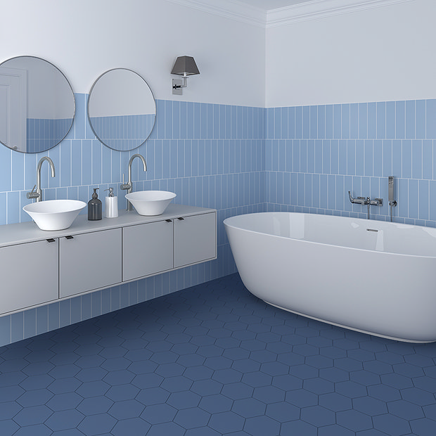 Stonehouse Studio Alvero Hexagon Dark Blue Wall and Floor Tiles 150 x