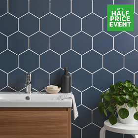 Stonehouse Studio Alvero Hexagon Dark Blue Wall and Floor Tiles