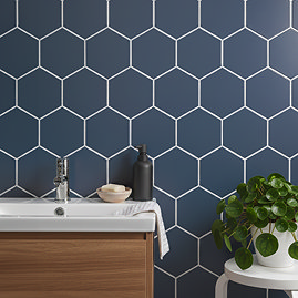 Stonehouse Studio Alvero Hexagon Dark Blue Wall and Floor Tiles