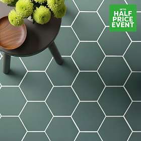 Stonehouse Studio Alvero Hexagon Dark Green Wall and Floor Tiles