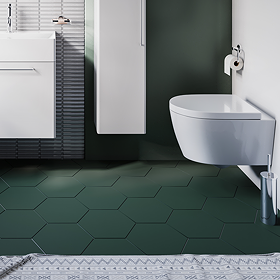 Stonehouse Studio Alvero Hexagon Dark Green Wall and Floor Tiles - 150 x 170mm