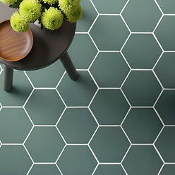Stonehouse Studio Alvero Hexagon Dark Green Wall and Floor Tiles