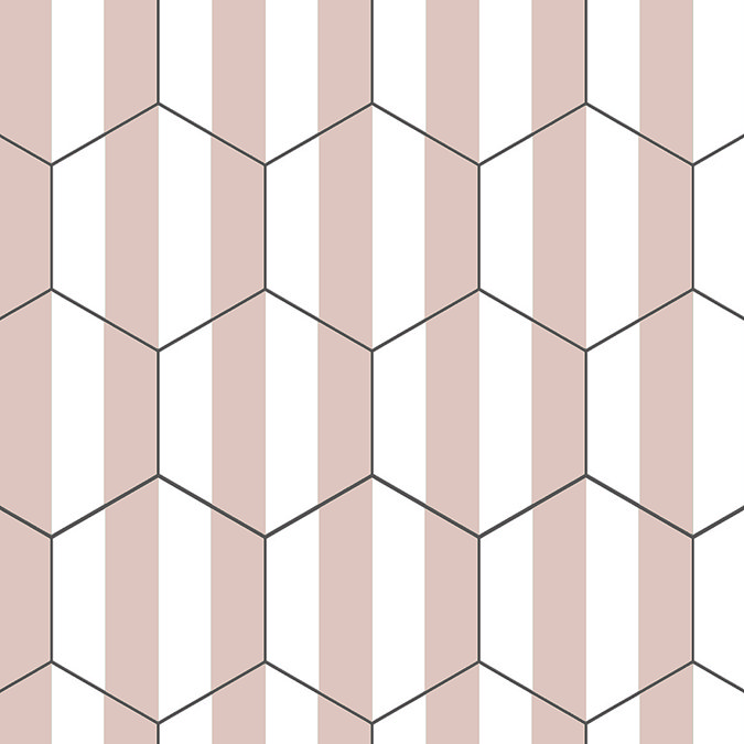 Stonehouse Studio Amalfi Blush Striped Hexagon Wall & Floor Tiles - 225 x 259mm