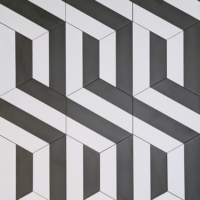 Stonehouse Studio Amalfi Jet Striped Hexagon Wall & Floor Tiles - 225 x 259mm