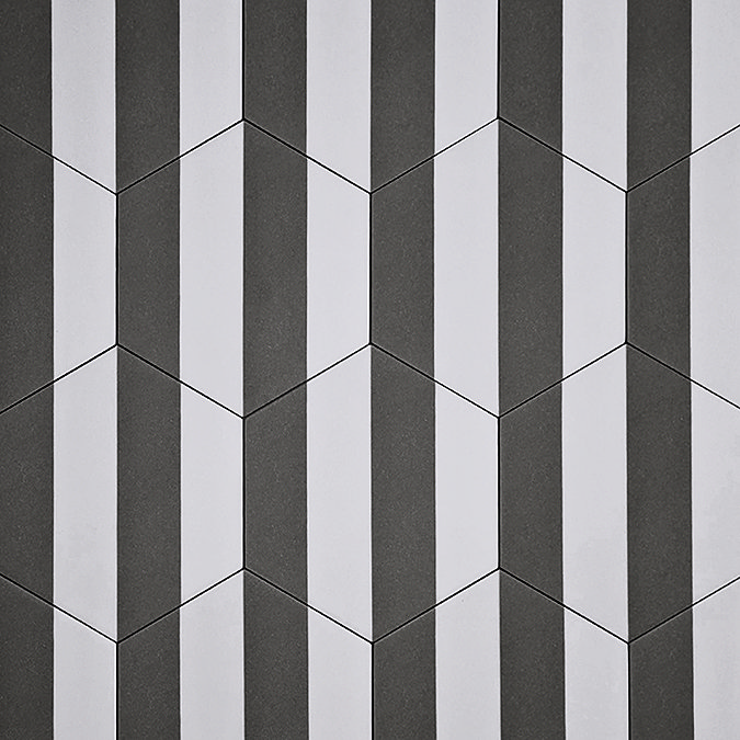 Stonehouse Studio Amalfi Jet Striped Hexagon Wall & Floor Tiles - 225 x 259mm