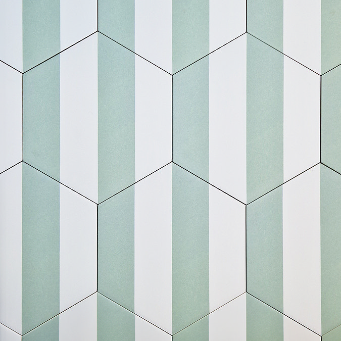 Stonehouse Studio Amalfi Olive Striped Hexagon Wall & Floor Tiles - 225 x 259mm