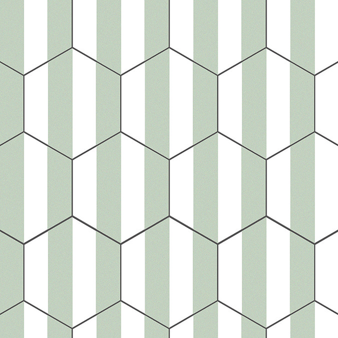 Stonehouse Studio Amalfi Olive Striped Hexagon Wall & Floor Tiles - 225 x 259mm
