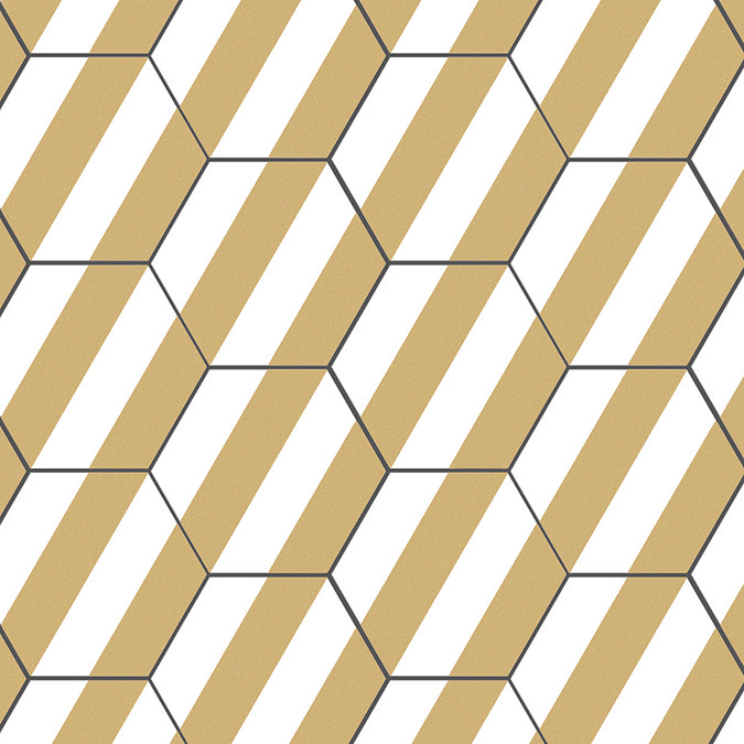 Stonehouse Studio Amalfi Saffron Striped Hexagon Wall & Floor Tiles - 225 x 259mm