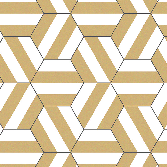 Stonehouse Studio Amalfi Saffron Striped Hexagon Wall & Floor Tiles - 225 x 259mm