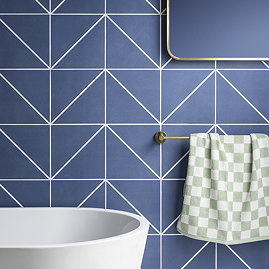 Stonehouse Studio Ascent Indigo Geometric Wall and Floor Tiles - 225 x 225mm