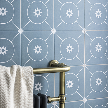 Stonehouse Studio Athena Aqua Patterned Wall and Floor Tiles - 225 x 225mm