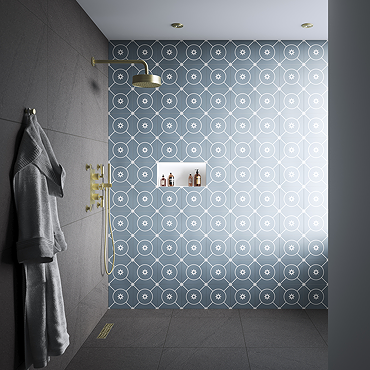 Stonehouse Studio Athena Aqua Patterned Wall and Floor Tiles - 225 x 225mm