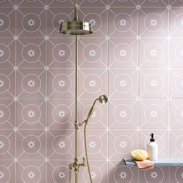 Stonehouse Studio Athena Blush Patterned Wall and Floor Tiles - 225 x 225mm