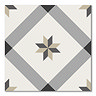 Stonehouse Studio Bakewell Charcoal Geometric Patterned Wall and Floor Tiles - 225 x 225mm