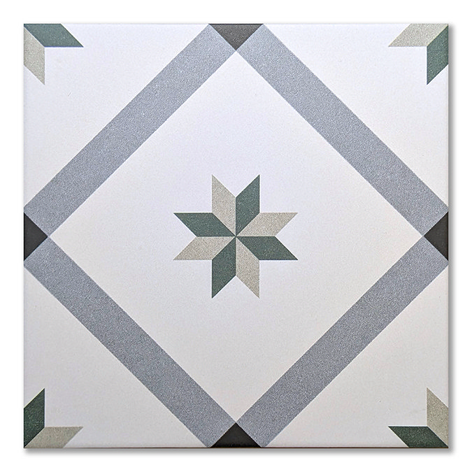 Stonehouse Studio Bakewell Emerald Geometric Patterned Wall and Floor Tiles - 225 x 225mm