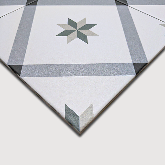 Stonehouse Studio Bakewell Emerald Geometric Patterned Wall and Floor Tiles - 225 x 225mm