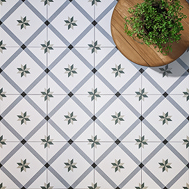 Stonehouse Studio Bakewell Emerald Geometric Patterned Wall and Floor Tiles - 225 x 225mm