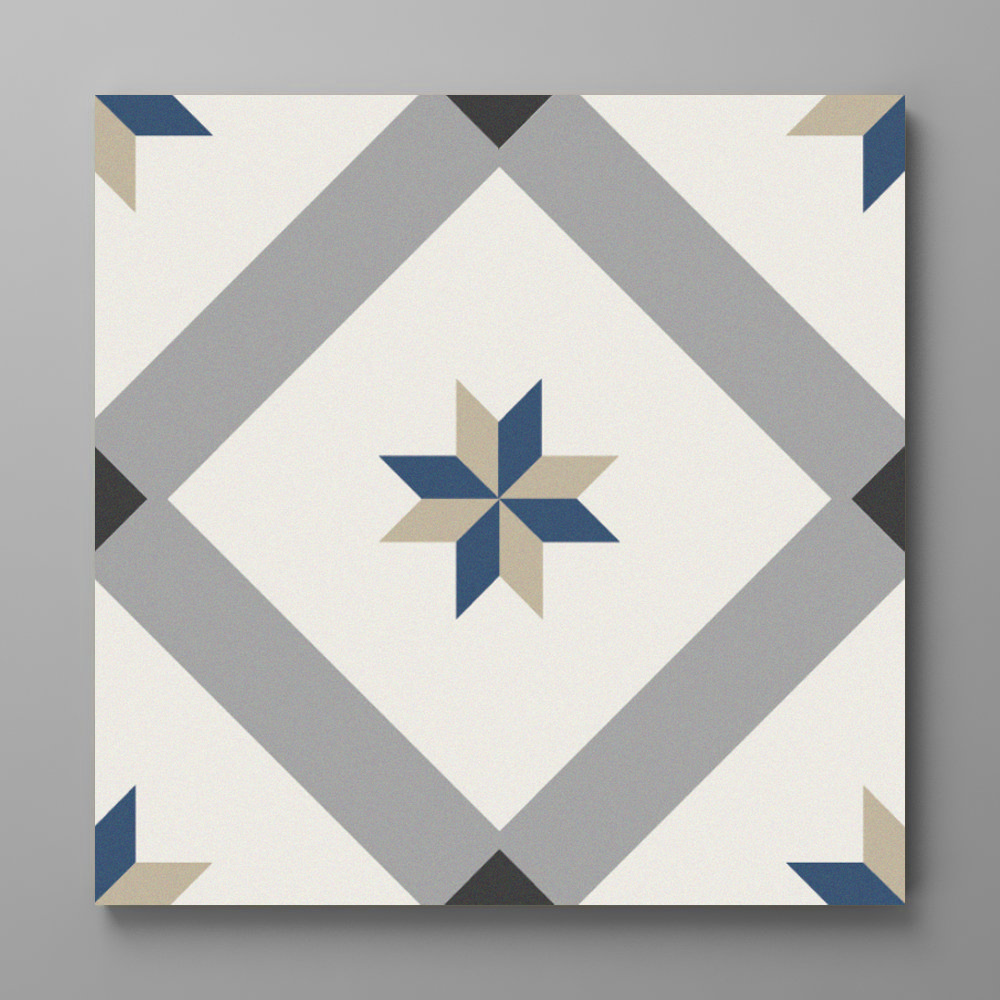 Stonehouse Studio Bakewell Navy Patterned Wall and Floor Tiles 225 x