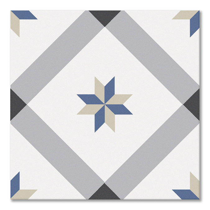 Stonehouse Studio Bakewell Navy Patterned Wall and Floor Tiles - 225 x 225mm