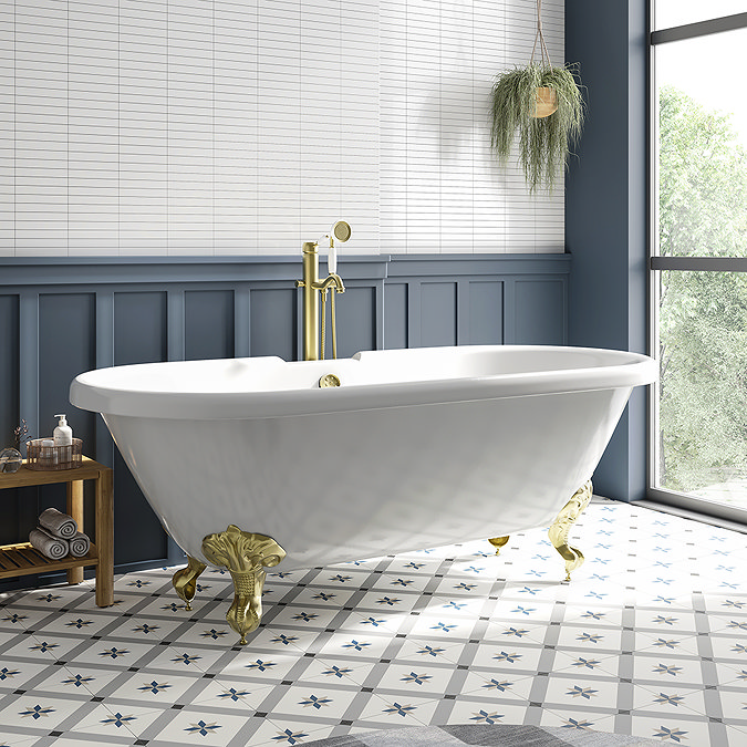 Stonehouse Studio Bakewell Navy Patterned Wall and Floor Tiles - 225 x 225mm