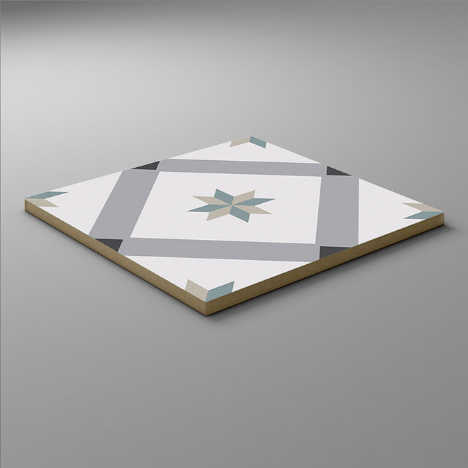 Stonehouse Studio Bakewell Teal Geometric Patterned Wall and Floor Tiles - 225 x 225mm