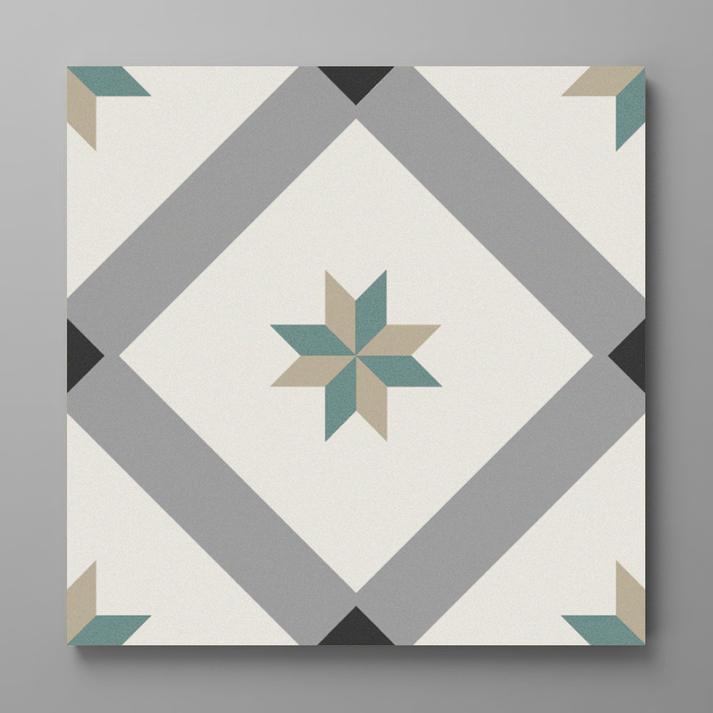 Stonehouse Studio Bakewell Teal Patterned Wall and Floor Tiles 225 x