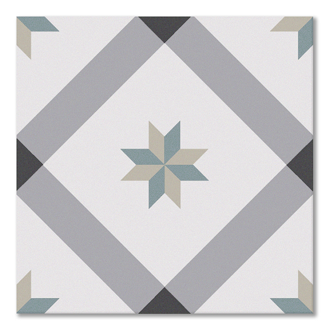 Stonehouse Studio Bakewell Teal Geometric Patterned Wall and Floor Tiles - 225 x 225mm