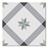 Stonehouse Studio Bakewell Teal Geometric Patterned Wall and Floor Tiles - 225 x 225mm
