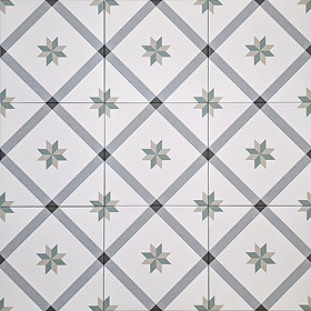 Stonehouse Studio Bakewell Teal Geometric Patterned Wall and Floor Tiles - 225 x 225mm