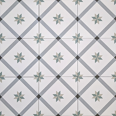 Stonehouse Studio Bakewell Teal Geometric Patterned Wall and Floor Tiles - 225 x 225mm