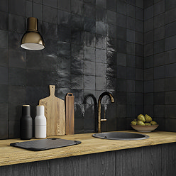 Stonehouse Studio Beauvais Rustic Graphite Zellige Effect Wall Tiles 130 x 130mm