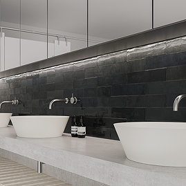 Stonehouse Studio Beauvais Rustic Graphite Zellige Effect Wall Tiles 75 x 300mm