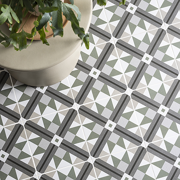 Stonehouse Studio Bentley Clover Geometric Patterned Wall and Floor Tiles - 225 x 225mm