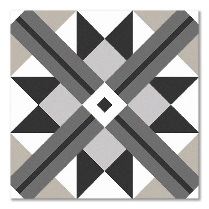 Stonehouse Studio Bentley Graphite Geometric Patterned Wall and Floor Tiles - 225 x 225mm
