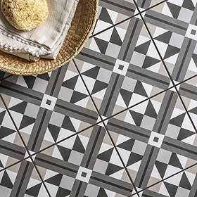 Stonehouse Studio Bentley Graphite Geometric Patterned Wall and Floor Tiles - 225 x 225mm