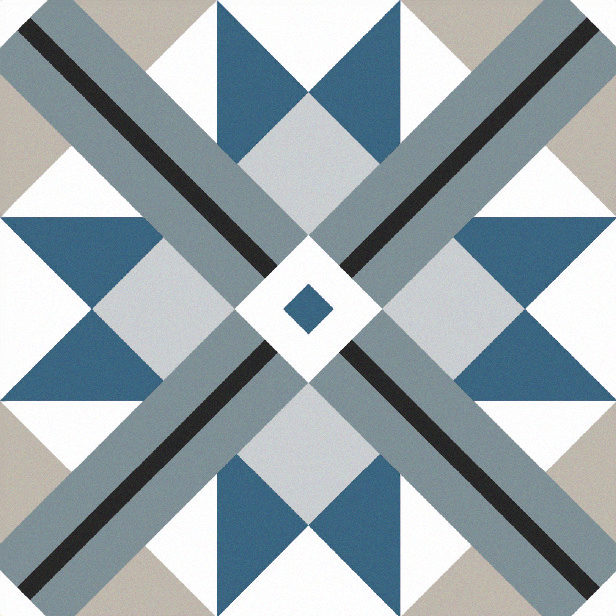 Stonehouse Studio Bentley Prussian Blue Geometric Patterned Wall and Floor Tiles - 225 x 225mm