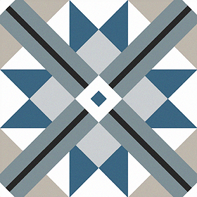 Stonehouse Studio Bentley Prussian Blue Geometric Patterned Wall and Floor Tiles - 225 x 225mm