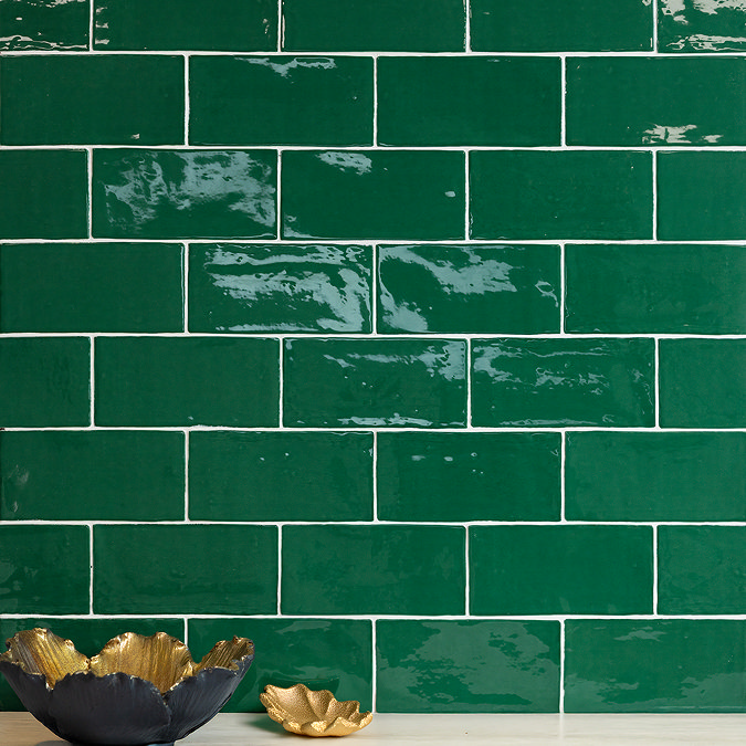 Stonehouse Studio Bramley Rustic Green Gloss Wall Tiles - 75 x 150mm