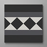 Stonehouse Studio Buxton Charcoal Border Geometric Patterned Wall and Floor Tiles - 225 x 225mm