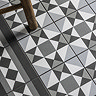 Stonehouse Studio Buxton Charcoal Border Geometric Patterned Wall and Floor Tiles - 225 x 225mm