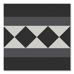 Stonehouse Studio Buxton Charcoal Border Geometric Patterned Wall and Floor Tiles - 225 x 225mm