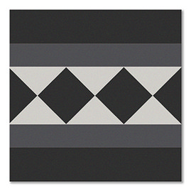 Stonehouse Studio Buxton Charcoal Border Geometric Patterned Wall and Floor Tiles - 225 x 225mm
