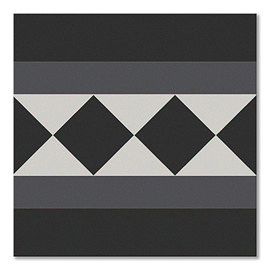 Stonehouse Studio Buxton Charcoal Border Geometric Patterned Wall and Floor Tiles - 225 x 225mm