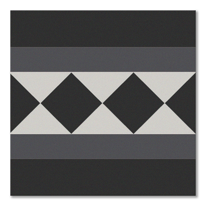 Stonehouse Studio Buxton Charcoal Border Geometric Patterned Wall and Floor Tiles - 225 x 225mm